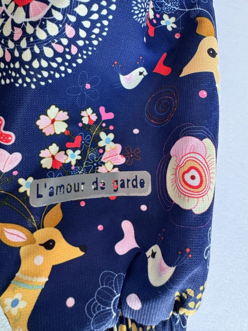 Girls Navy Deer Print Hooded Raincoat Sz 7-8 🦌🩷 - Picture 9 of 9
